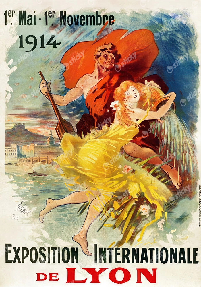 Πόστερ 1914 EXPOSITION INTERNATIONALE DE LYON