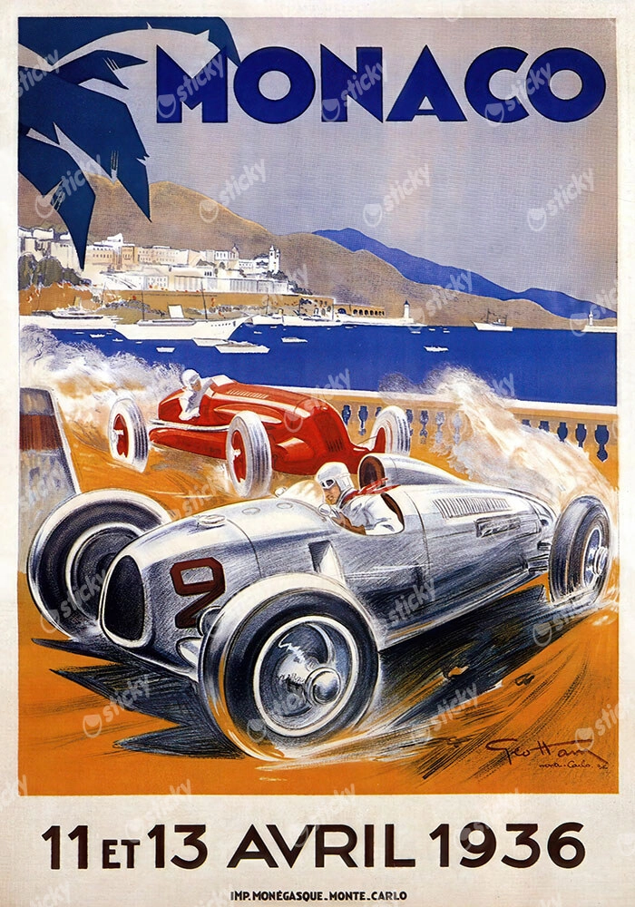 Πόστερ 1936 MONACO GRAND PRIX RACING POSTER