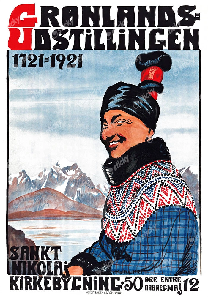 Πόστερ 1921 GRØNLANDS UDSTILLINGEN KØBENHAVN