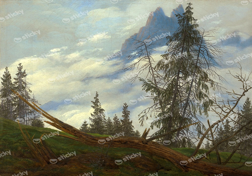 Πινακας σε καμβά CASPAR DAVID FRIEDRICH - MOUNTAIN PEAK WITH DRIFTING CLOUDS