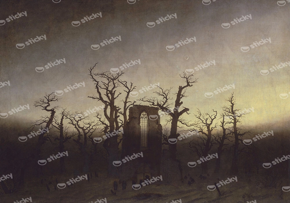 Πινακας σε καμβά CASPAR DAVID FRIEDRICH - THE ABBEY IN THE OAKWOOD
