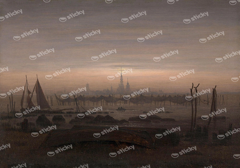 Πινακας σε καμβά CASPAR DAVID FRIEDRICH - GREIFSWALD IN MOONLIGHT