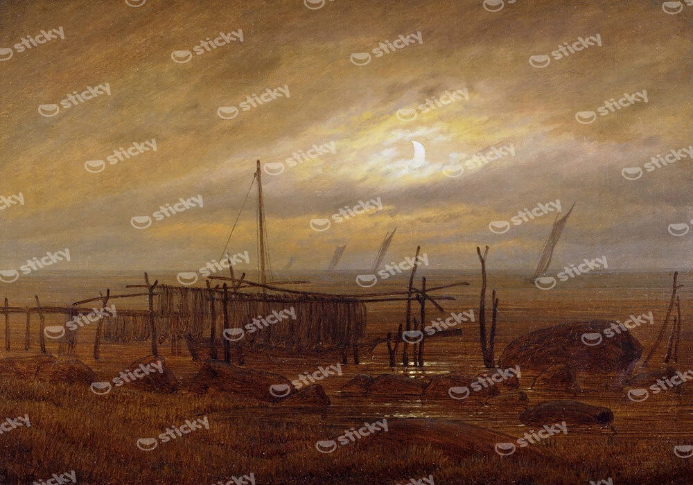 Πινακας σε καμβά CASPAR DAVID FRIEDRICH - SEASIDE BY MOONLIGHT