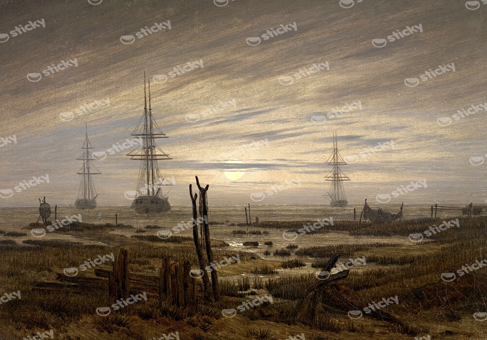 Πινακας σε καμβά CASPAR DAVID FRIEDRICH - SHIPS AT ANCHOR