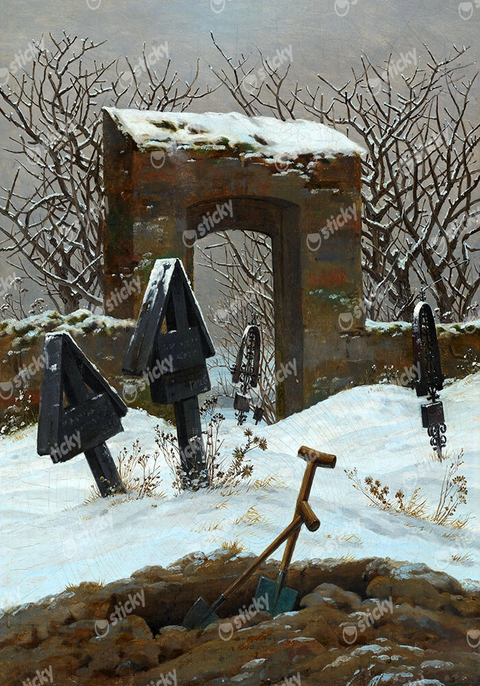 Πίνακας σε Καμβά CASPAR DAVID FRIEDRICH - GRAVEYARD UNDER SNOW
