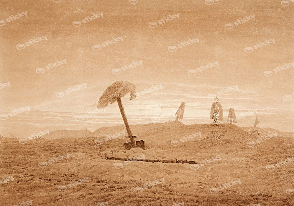 Πίνακας σε Καμβά CASPAR DAVID FRIEDRICH - LANDSCAPE WITH GRAVES