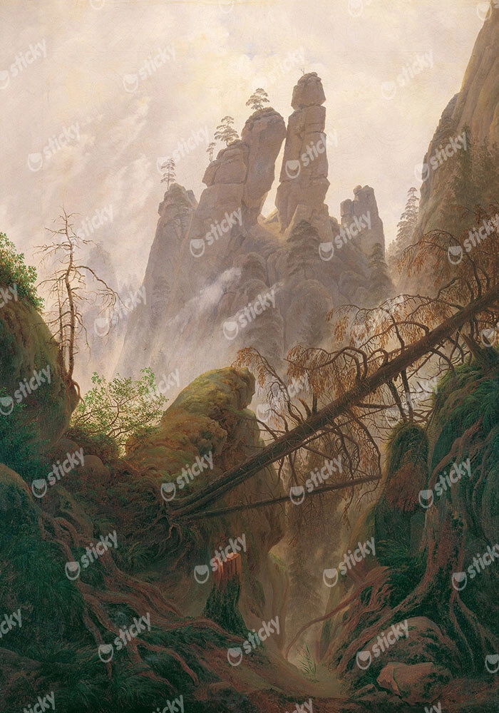Πίνακας σε Καμβά CASPAR DAVID FRIEDRICH - ROCKY LANDSCAPE IN THE ELBE SANDSTONE MOUNTAINS