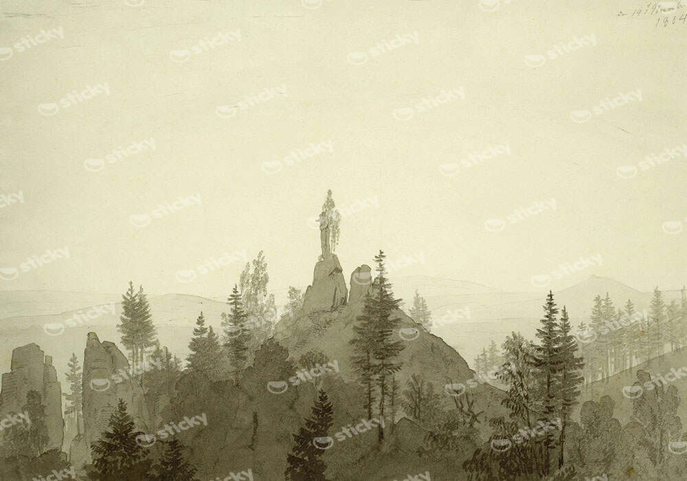 Πίνακας σε Καμβά CASPAR DAVID FRIEDRICH - THE STATUE OF THE MADONNA IN THE MOUNTAINS