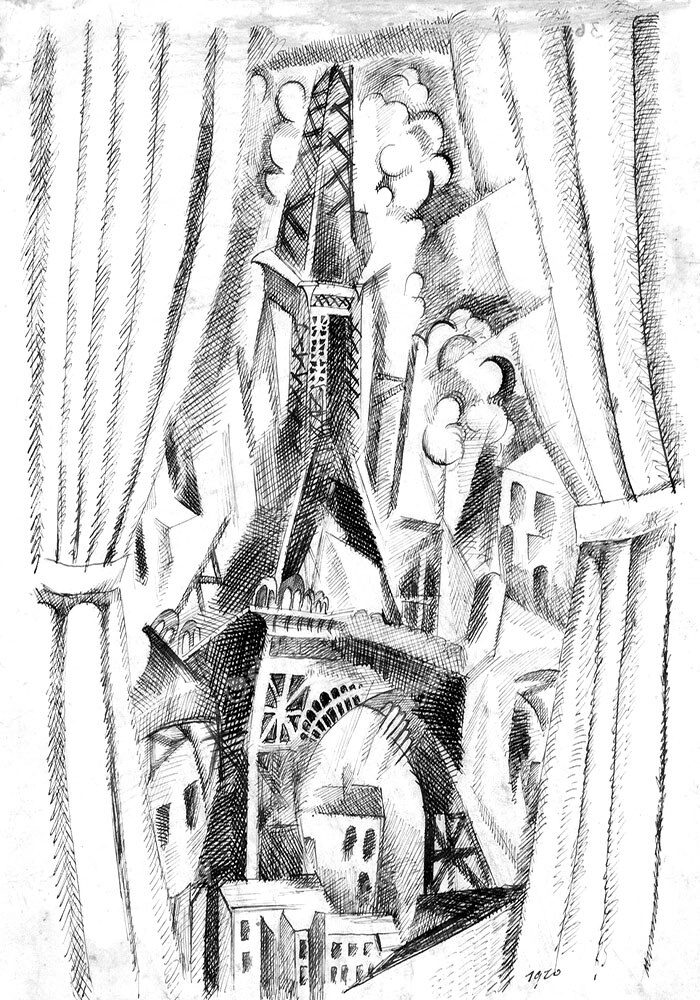 Πίνακας σε Καμβά ROBERT DELAUNAY - THE EIFFEL TOWER AND CURTAIN
