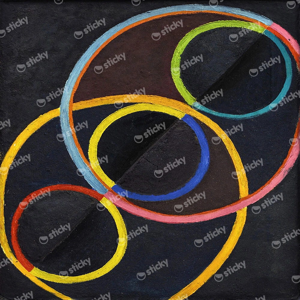 Πίνακας σε Καμβά ROBERT DELAUNAY - BLACK RELEIF WITH COLOR CIRCLES