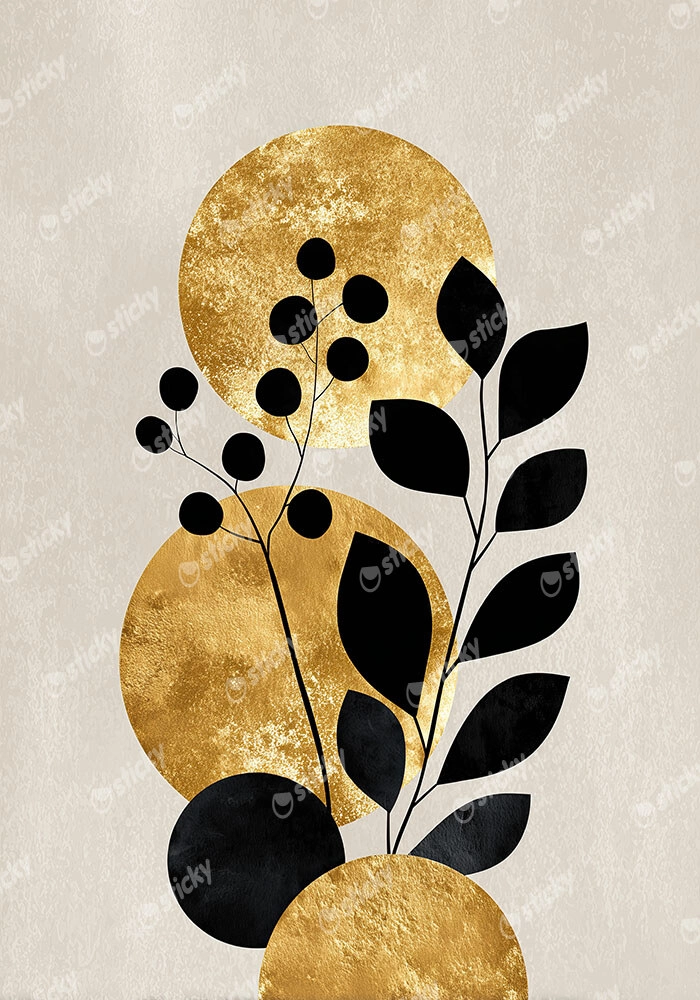 Πίνακας σε Καμβά BOHO LUXURY CIRCLES AND LEAVES