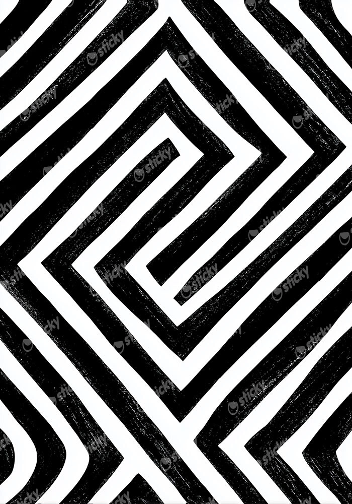Πίνακας σε Καμβά BOHO BLACK & WHITE ANGULAR STRIPES