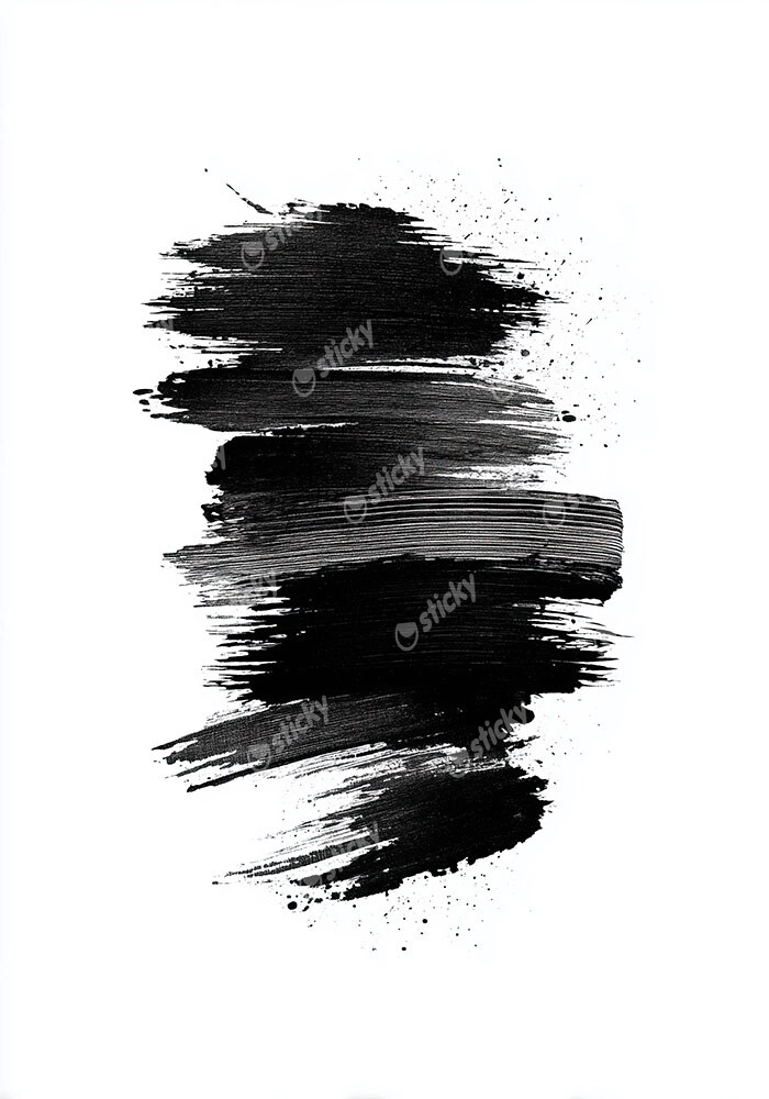 Πίνακας σε Καμβά BOHO BLACK & WHITE BRUSH STROKES 3