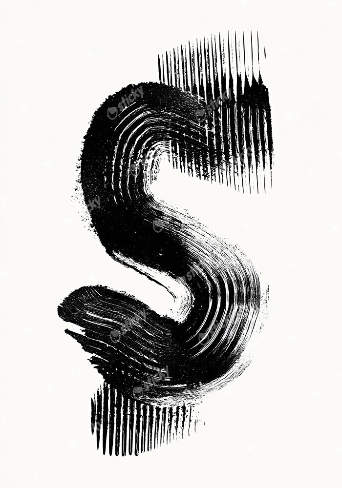 Πίνακας σε Καμβά BOHO BLACK & WHITE BRUSH STROKES 4