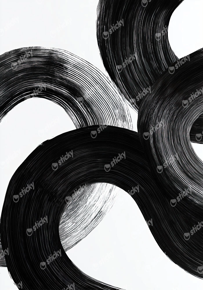 Πίνακας σε Καμβά BOHO BLACK & WHITE CIRCULAR BRUSH STROKES