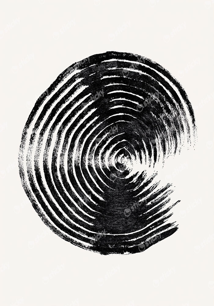Πίνακας σε Καμβά BOHO BLACK & WHITE CONCENTRIC CIRCULAR RIDGES