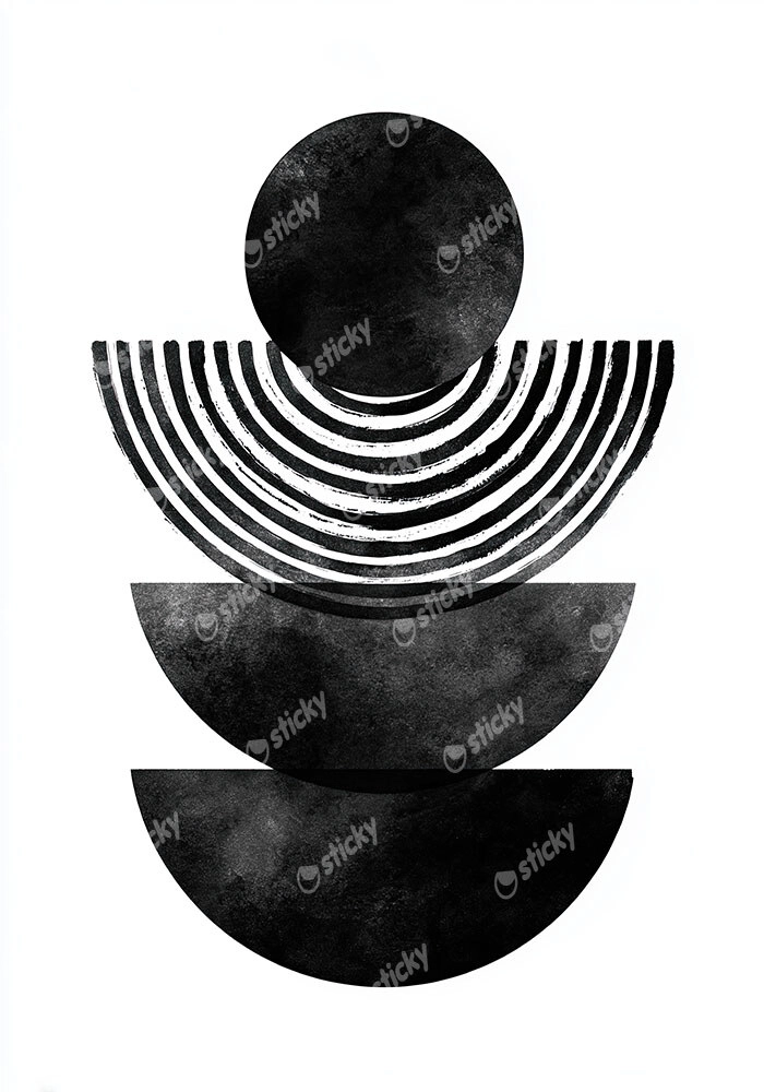 Πίνακας σε Καμβά BOHO BLACK & WHITE MINIMALIST GEOMETRIC SHAPES
