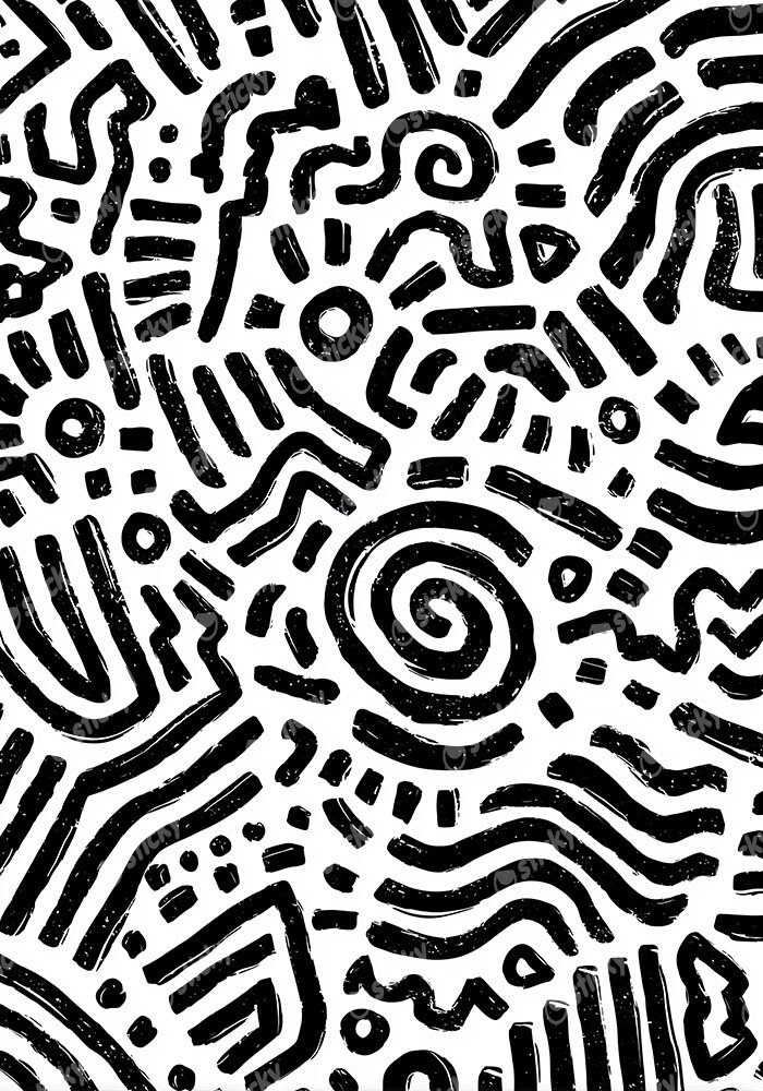Πίνακας σε Καμβά BOHO BLACK & WHITE NAZCA LINES