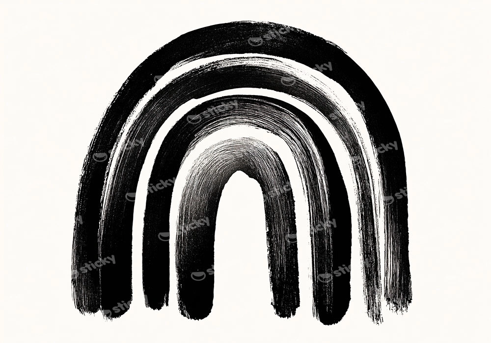 Πίνακας σε Καμβά BOHO BLACK & WHITE RAINBOW