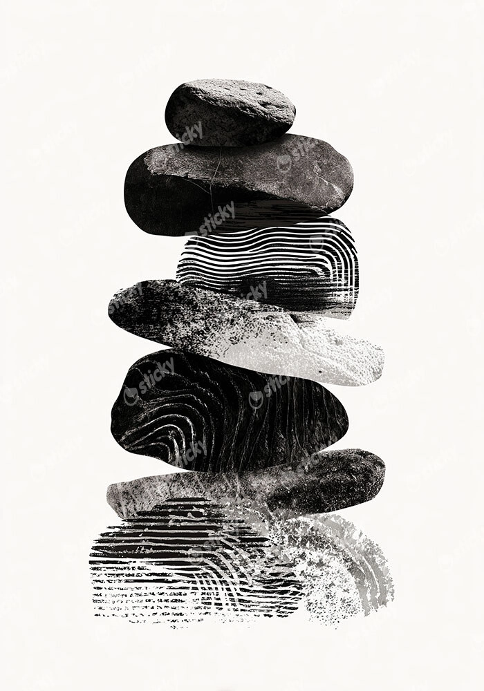 Πίνακας σε Καμβά BOHO BLACK & WHITE SHAPES 2