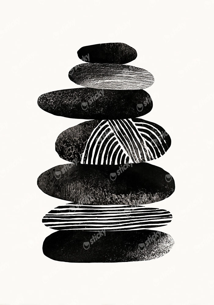 Πίνακας σε Καμβά BOHO BLACK & WHITE SHAPES 3