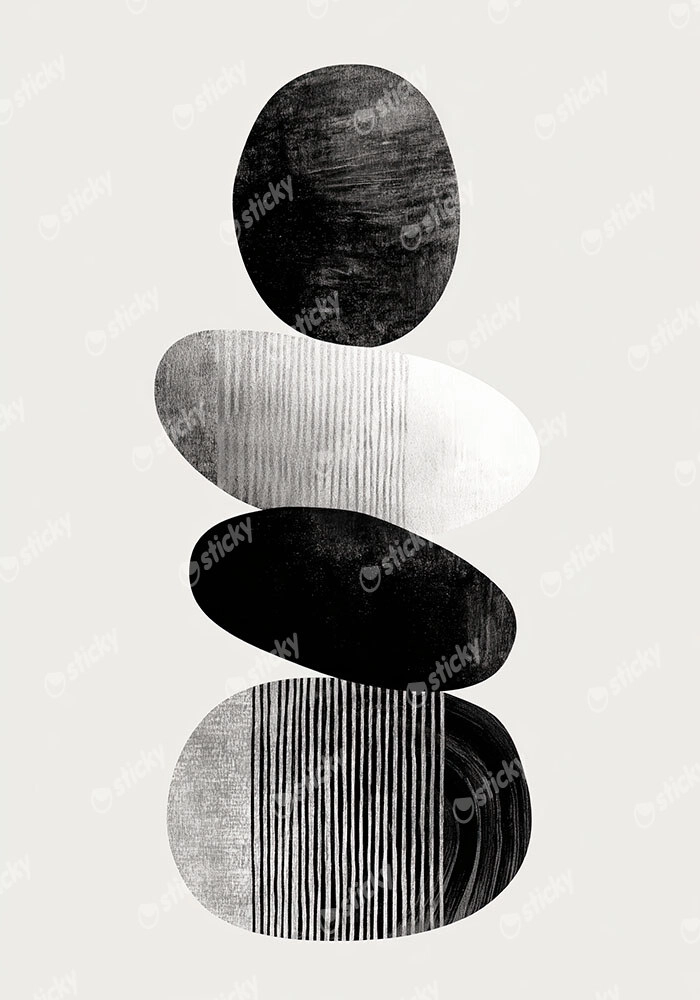 Πίνακας σε Καμβά BOHO BLACK & WHITE SHAPES