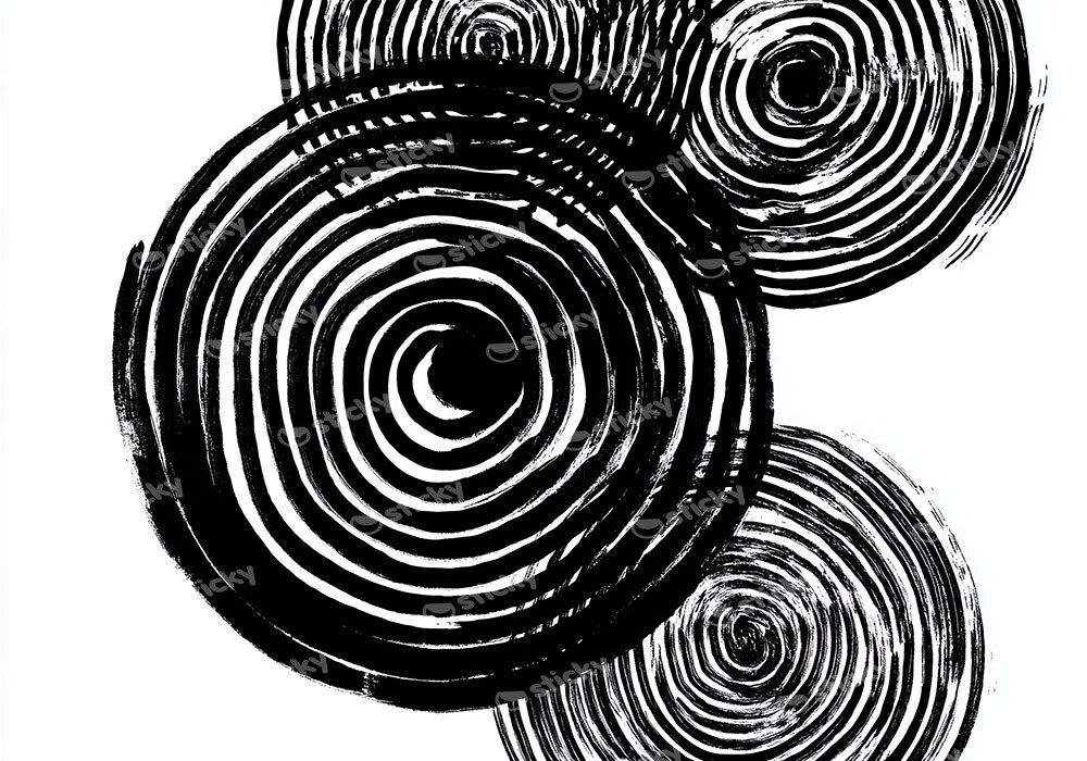 Πίνακας σε Καμβά BOHO BLACK & WHITE SPIRALS