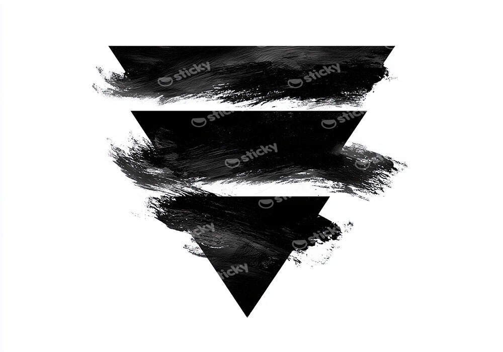 Πίνακας σε Καμβά BOHO BLACK & WHITE TRIANGLE AND BRUSH STROKES