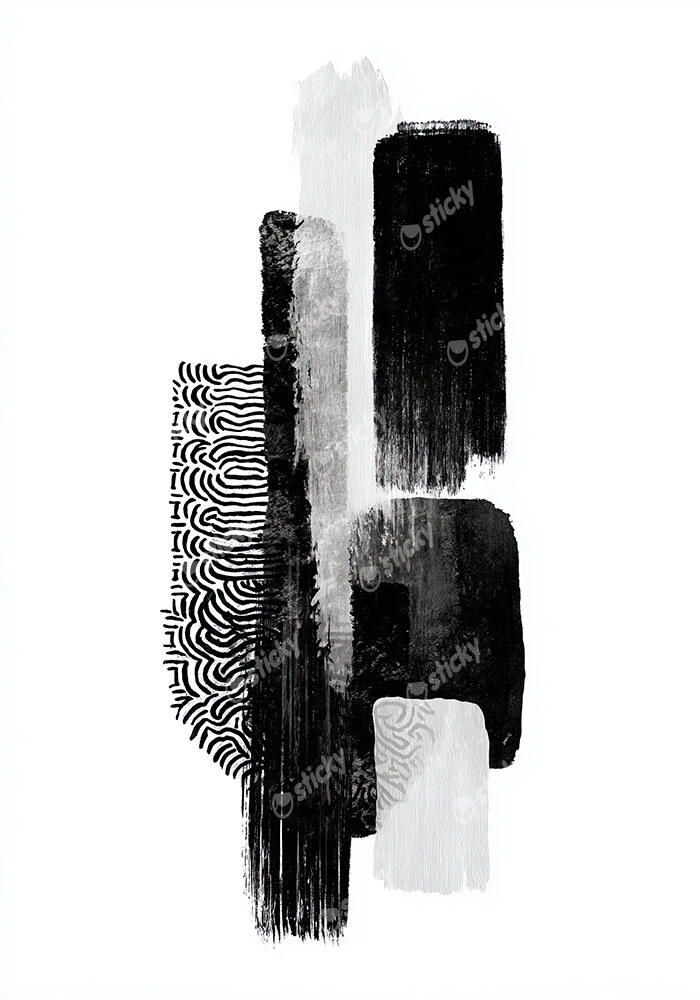 Πίνακας σε Καμβά BOHO BLACK & WHITE VERTICAL BRUSH STROKES