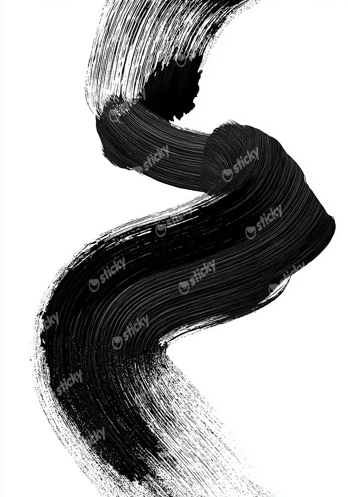 Πίνακας σε Καμβά BOHO BLACK & WHITE WAVE BRUSH STROKE 2