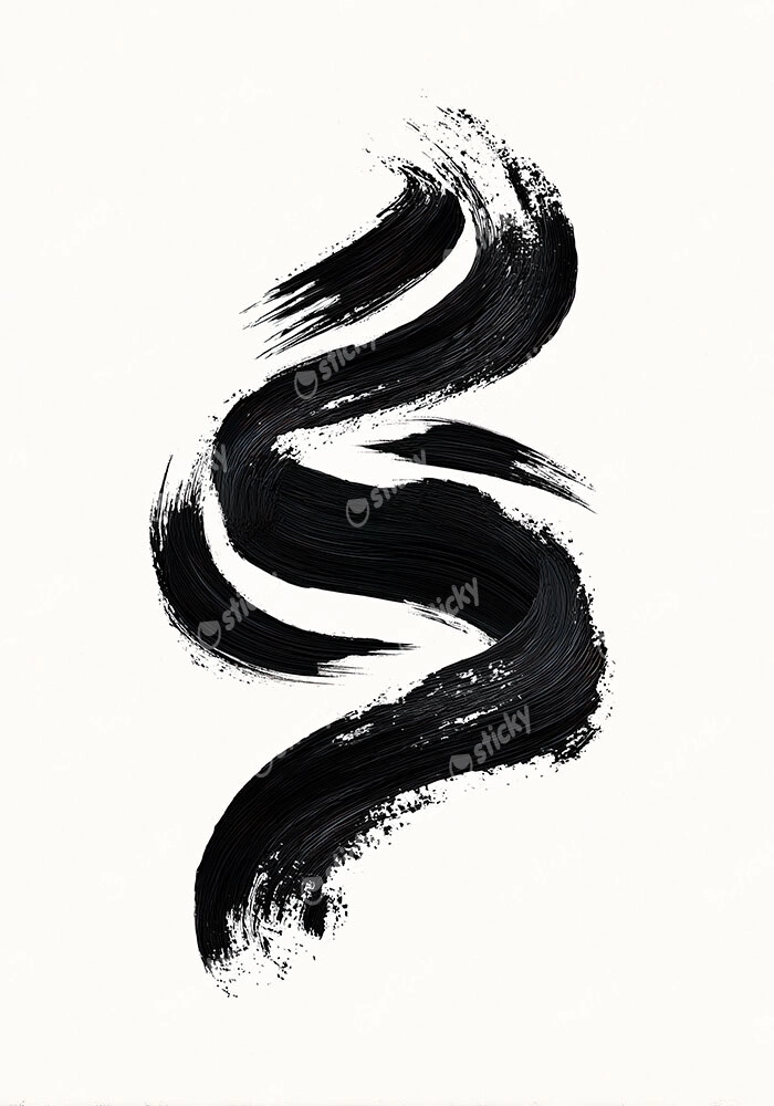 Πίνακας σε Καμβά BOHO BLACK & WHITE WAVE BRUSH STROKE 3
