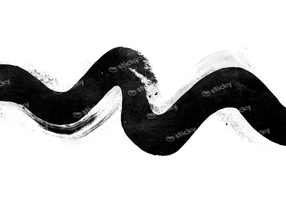 Πίνακας σε Καμβά BOHO BLACK & WHITE WAVE BRUSH STROKE