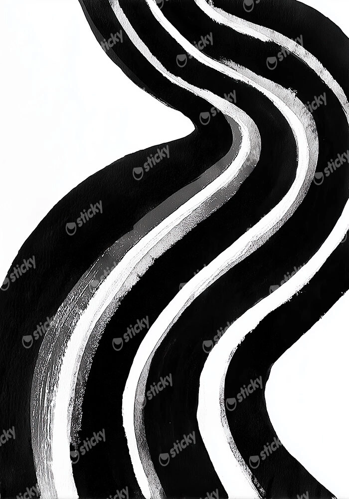 Πίνακας σε Καμβά BOHO BLACK & WHITE WAVE LINES