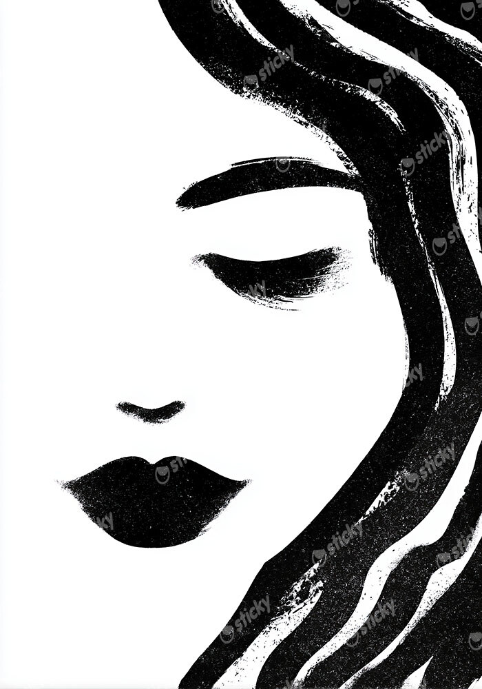 Πίνακας σε Καμβά BOHO BLACK & WHITE WOMAN FACE 9