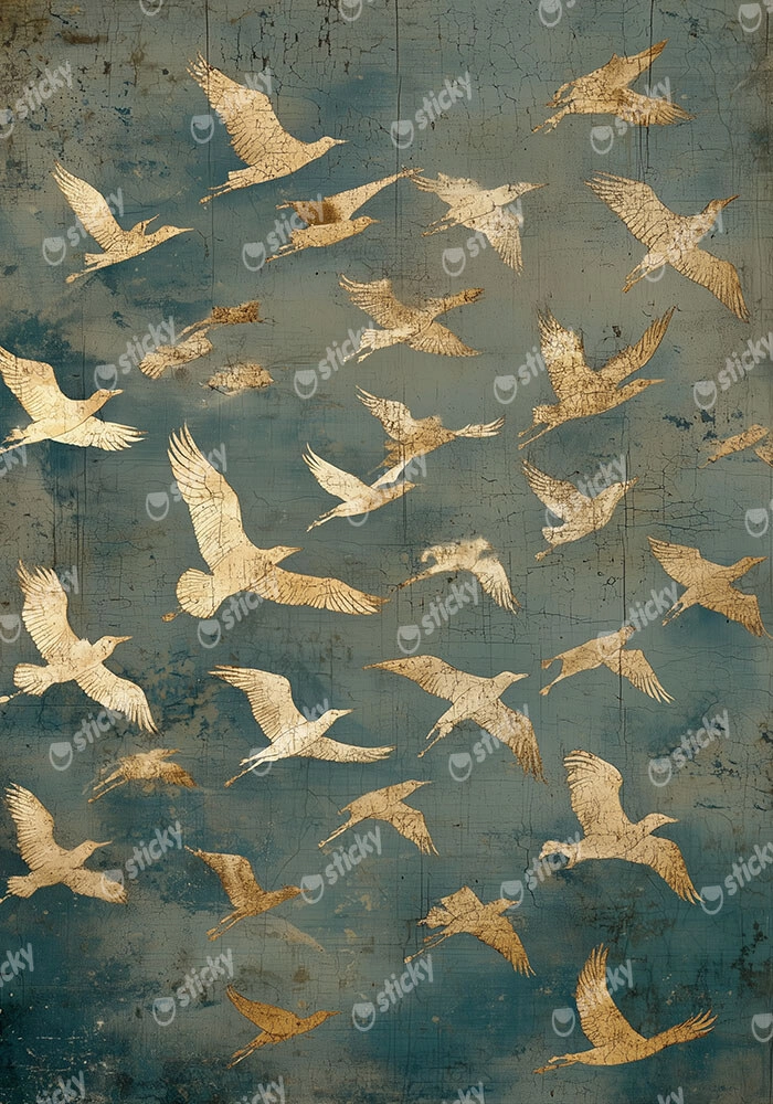 Πίνακας σε Καμβά JAPANDI GOLDEN BIRDS