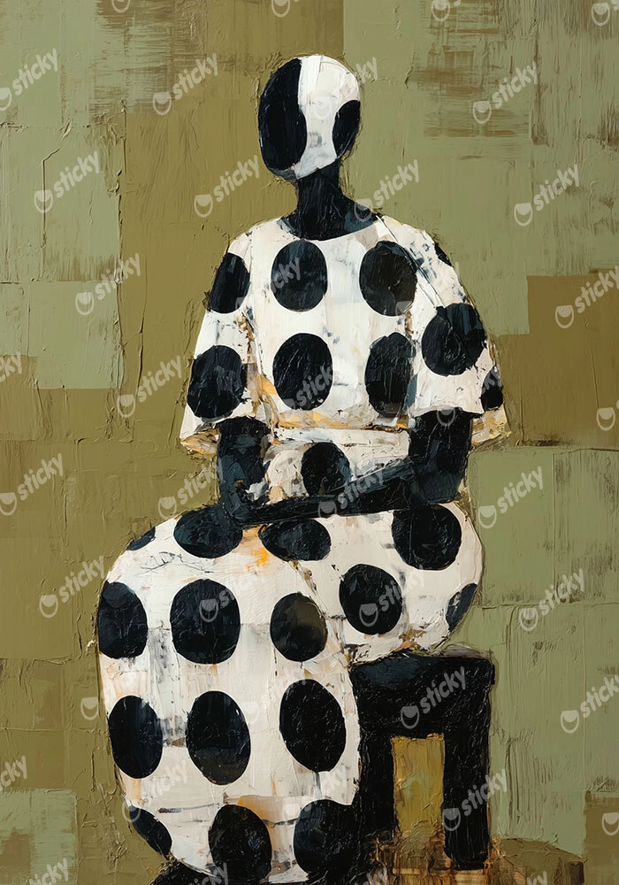 Πίνακας σε Καμβά AFROCENTRIC WOMAN SITTING GREEN