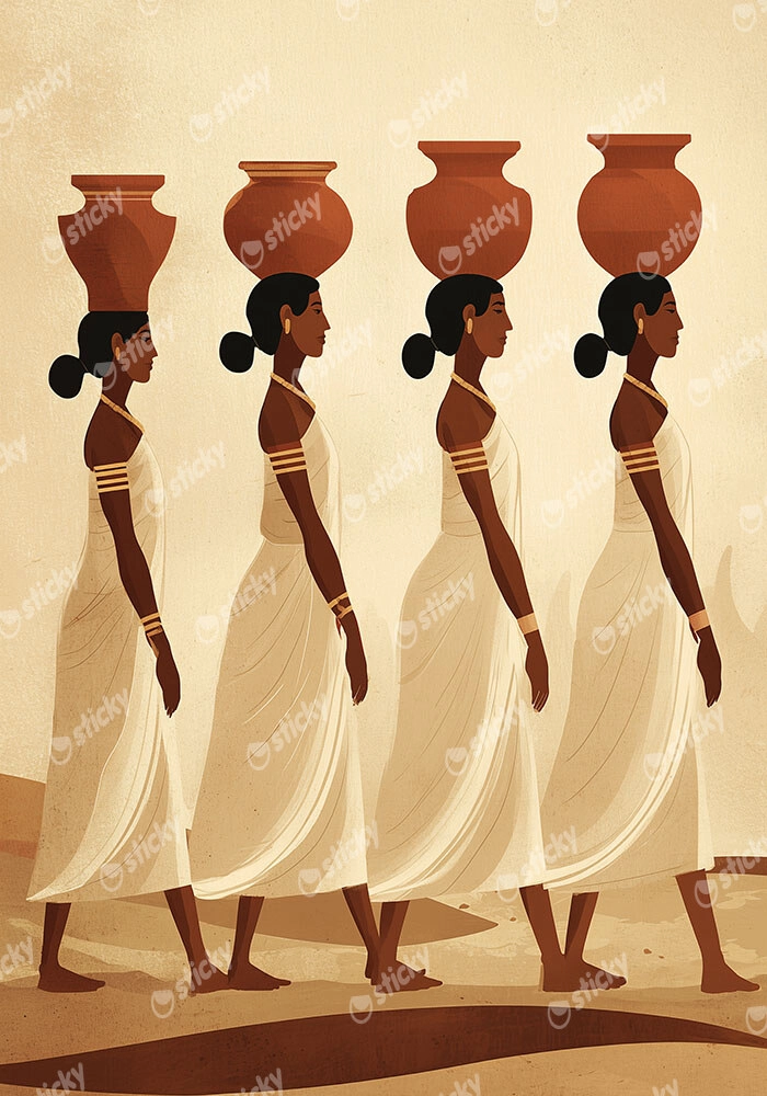 Πίνακας σε Καμβά AFROCENTRIC WOMEN CARRYING VASES