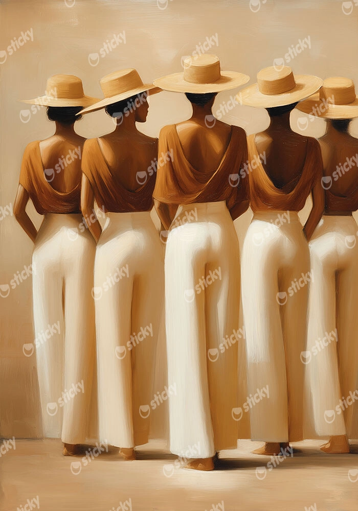 Πίνακας σε Καμβά AFROCENTRIC FIVE WOMEN WITH HATS