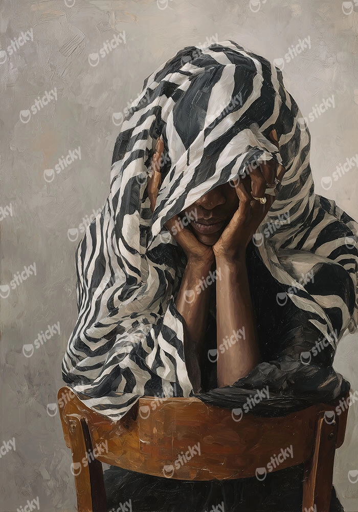 Πίνακας σε Καμβά AFROCENTRIC WOMAN ZEBRA COWL