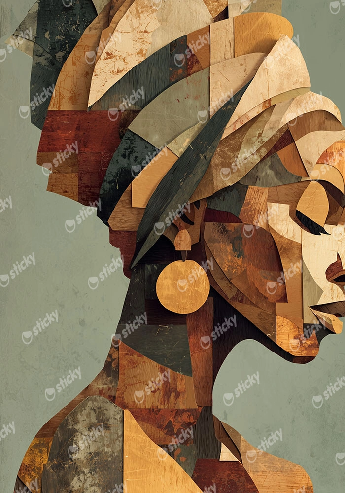 Πίνακας σε Καμβά AFROCENTRIC WOMAN ANGULAR PROFILE