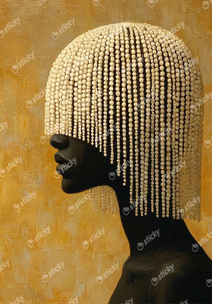 Πίνακας σε Καμβά AFROCENTRIC BEADED HEADDRESS YELLOW