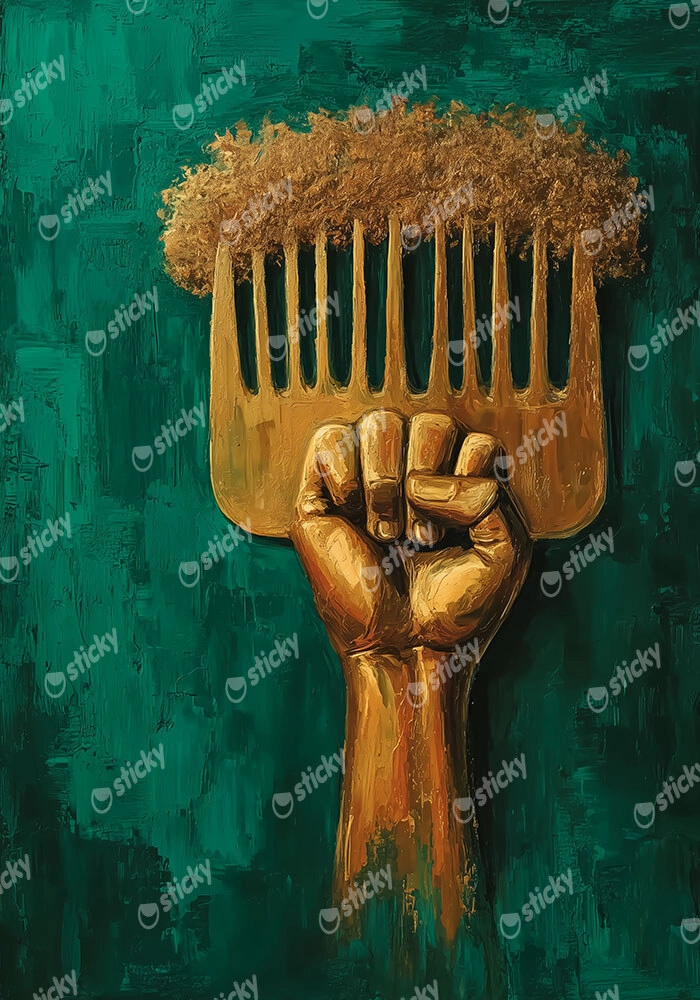 Πίνακας σε Καμβά AFROCENTRIC FIST HAIR PICK