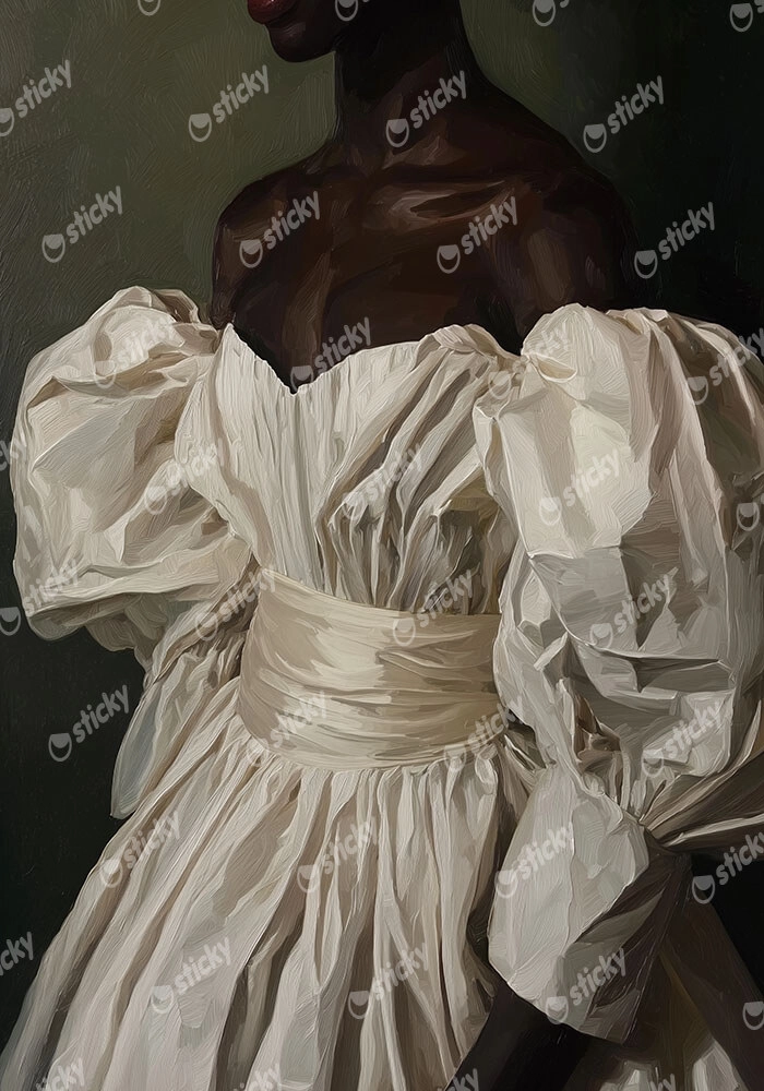 Πίνακας σε Καμβά AFROCENTRIC WOMAN IN WHITE DRESS
