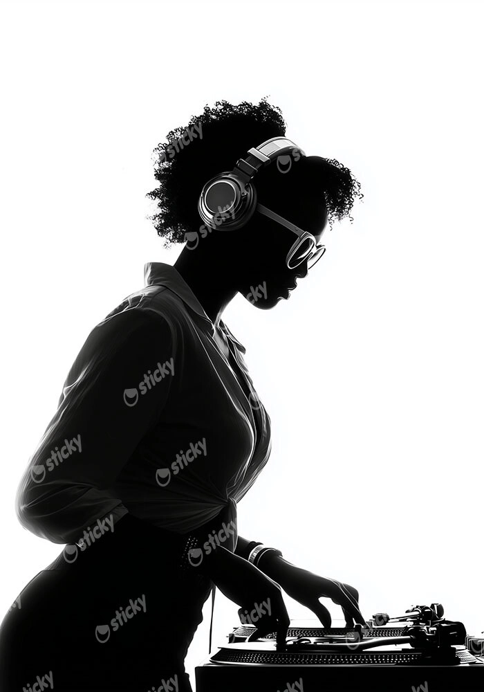 Poster AFROCENTRIC DJ BLACK AND WHITE