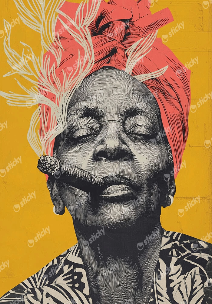 Poster AFROCENTRIC OLD LADY SMOKING
