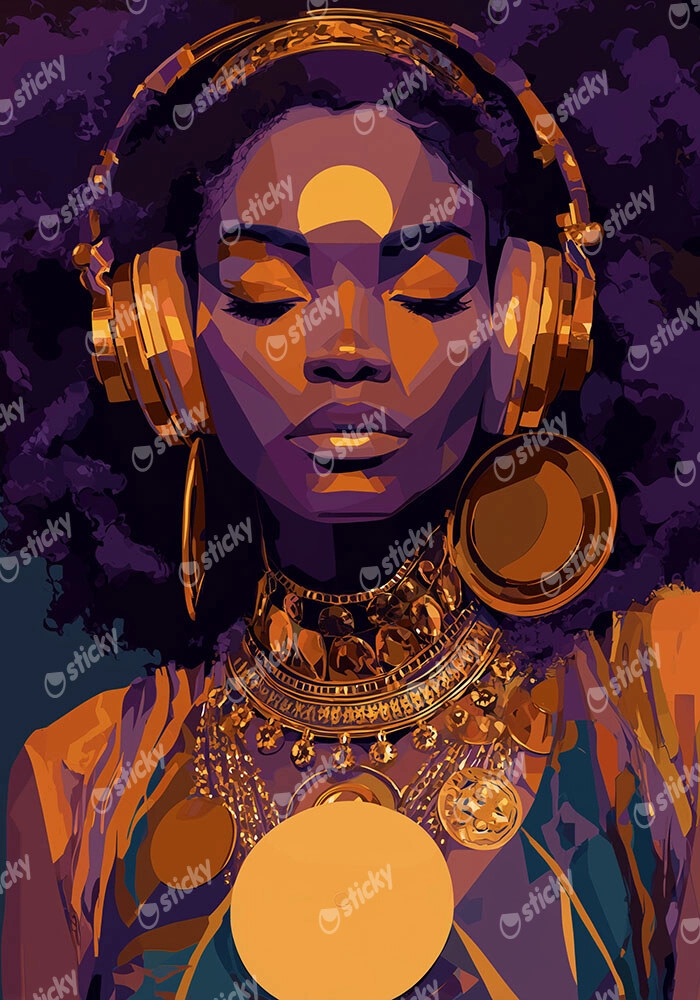 Poster AFROCENTRIC WOMAN LISTENING TO MUSIC