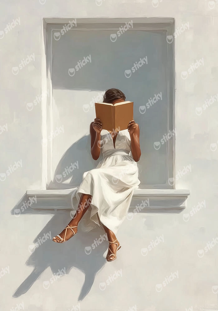 Poster AFROCENTRIC WOMAN READING WHITE