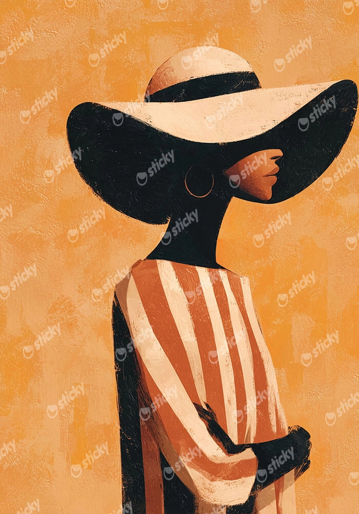 Poster AFROCENTRIC WOMAN WITH HAT ORANGE