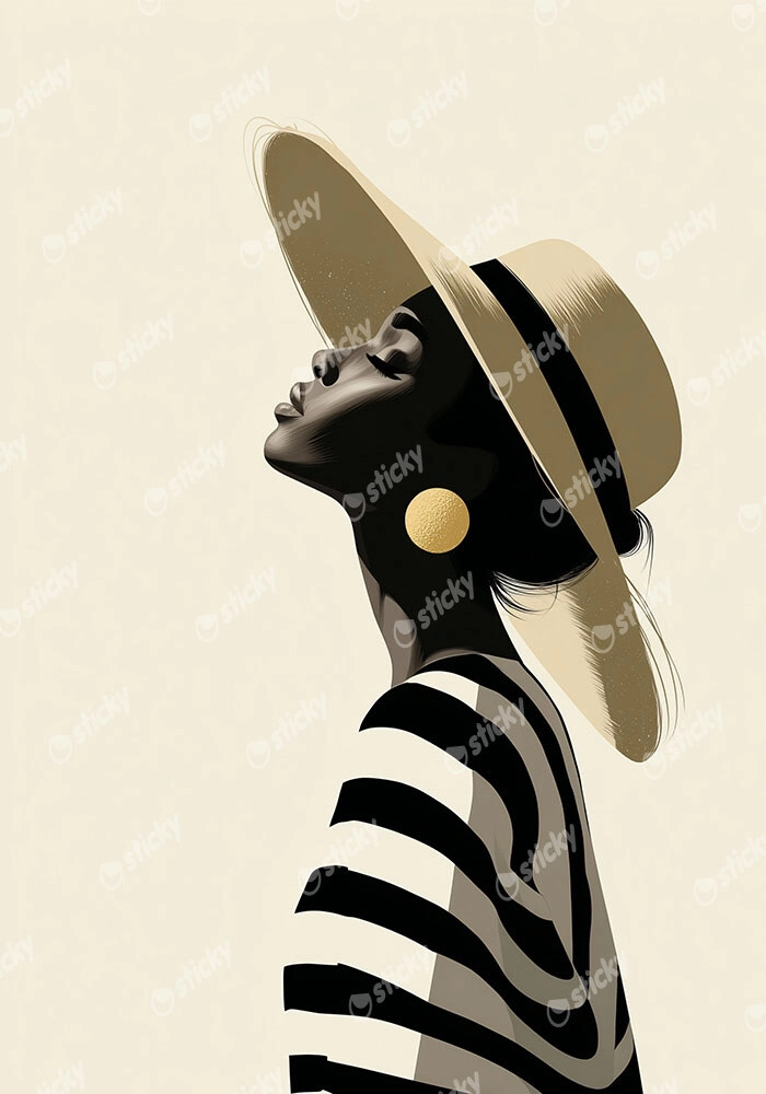 Poster AFROCENTRIC WOMAN WITH HAT WHITE