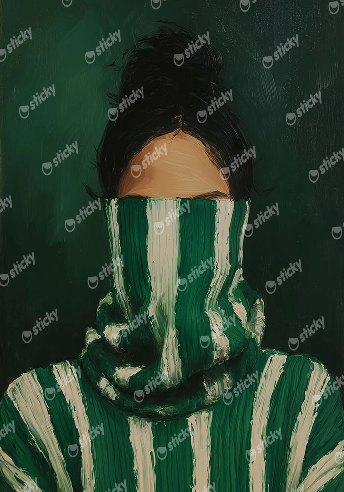 Poster AFROCENTRIC WOMAN WITH STRIPED SWEATER GREEN